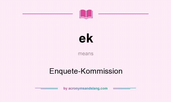 What does ek mean? It stands for Enquete-Kommission