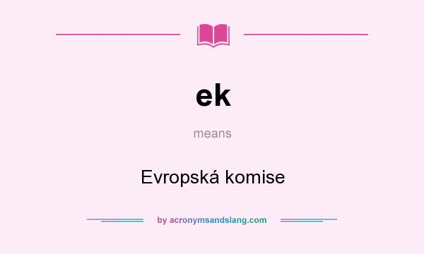 What does ek mean? It stands for Evropská komise