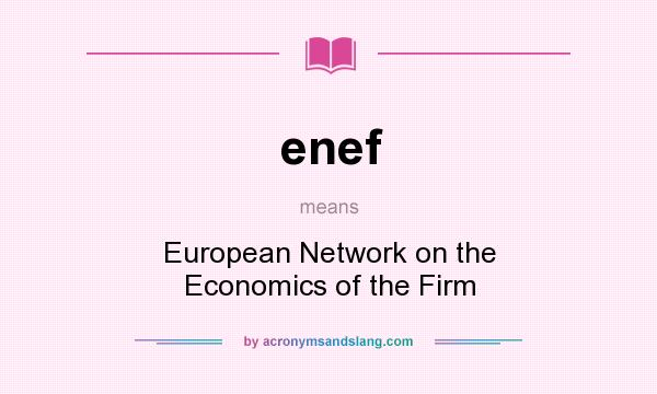 What does enef mean? It stands for European Network on the Economics of the Firm