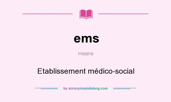 What does ems mean? It stands for Etablissement médico-social