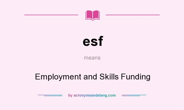 What does esf mean? It stands for Employment and Skills Funding