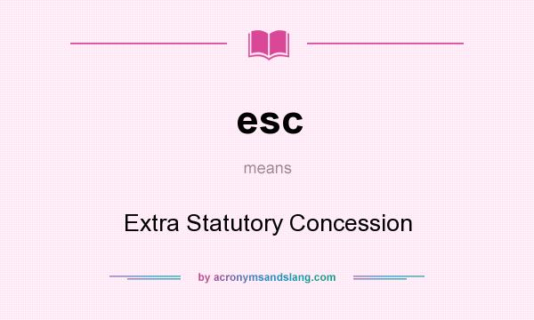 What does esc mean? It stands for Extra Statutory Concession