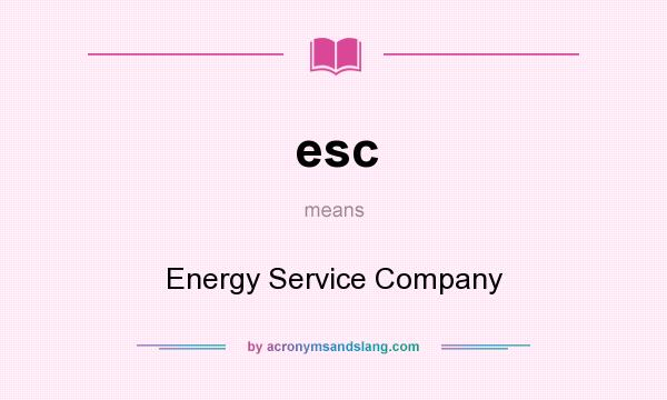What does esc mean? It stands for Energy Service Company