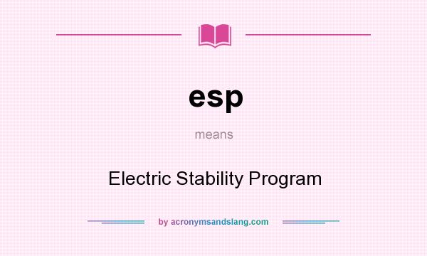 What does esp mean? It stands for Electric Stability Program