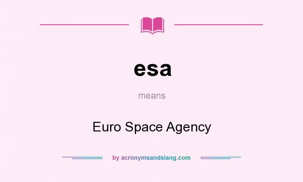 What does esa mean? It stands for Euro Space Agency