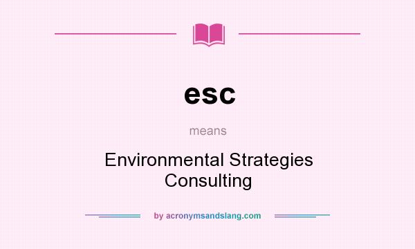 What does esc mean? It stands for Environmental Strategies Consulting