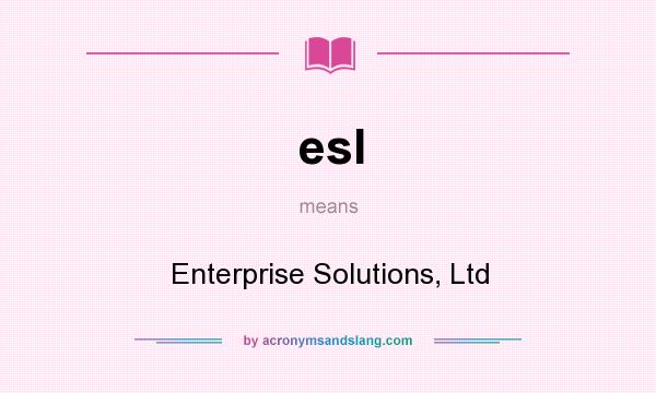 What does esl mean? It stands for Enterprise Solutions, Ltd