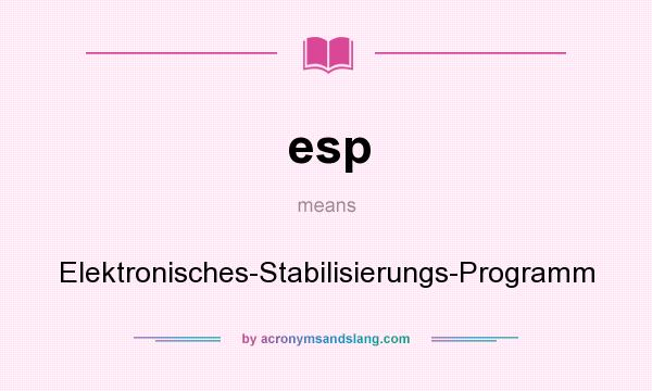 What does esp mean? It stands for Elektronisches-Stabilisierungs-Programm