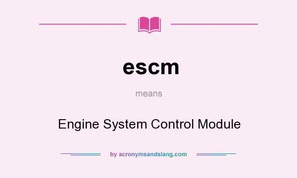 What does escm mean? It stands for Engine System Control Module