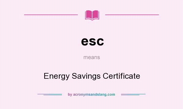 What does esc mean? It stands for Energy Savings Certificate