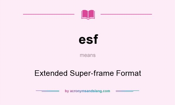 What does esf mean? It stands for Extended Super-frame Format