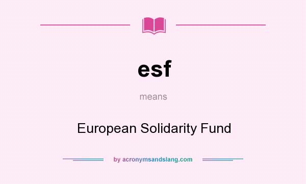 What does esf mean? It stands for European Solidarity Fund