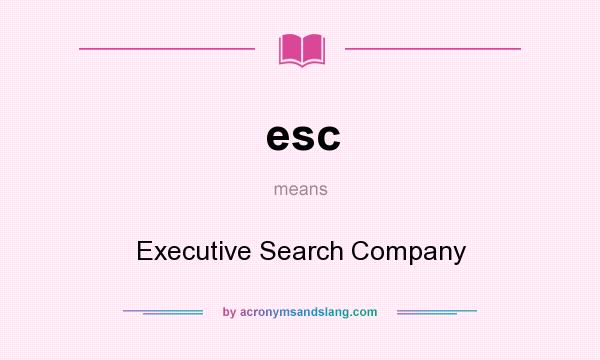 What does esc mean? It stands for Executive Search Company