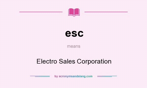 What does esc mean? It stands for Electro Sales Corporation