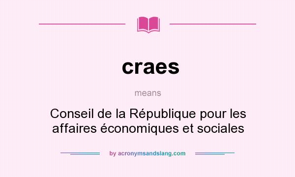 What does craes mean? It stands for Conseil de la République pour les affaires économiques et sociales