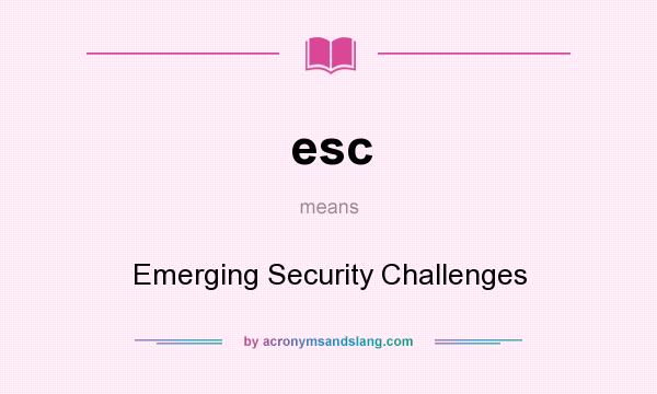 What does esc mean? It stands for Emerging Security Challenges