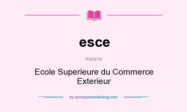 What does esce mean? It stands for Ecole Superieure du Commerce Exterieur