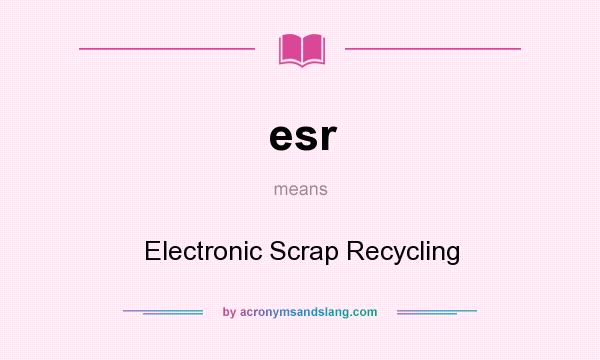 What does esr mean? It stands for Electronic Scrap Recycling