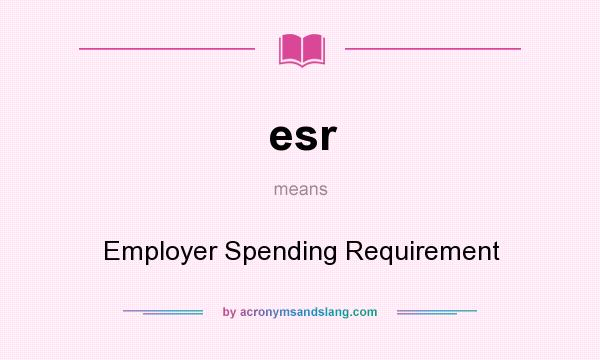 What does esr mean? It stands for Employer Spending Requirement