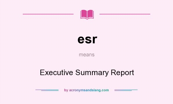 What does esr mean? It stands for Executive Summary Report