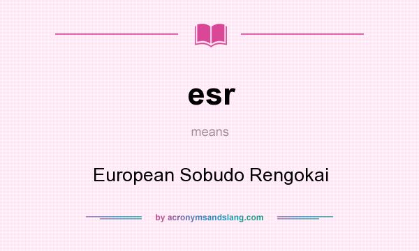 What does esr mean? It stands for European Sobudo Rengokai