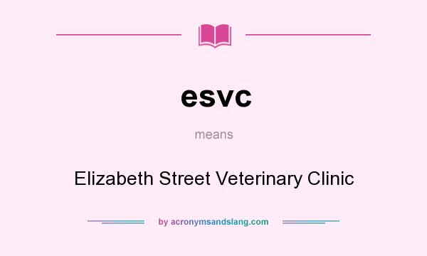 What does esvc mean? It stands for Elizabeth Street Veterinary Clinic