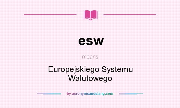 What does esw mean? It stands for Europejskiego Systemu Walutowego