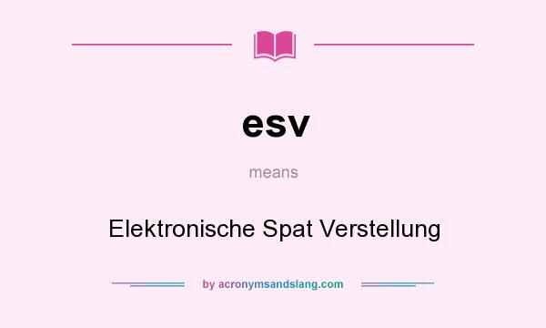 What does esv mean? It stands for Elektronische Spat Verstellung