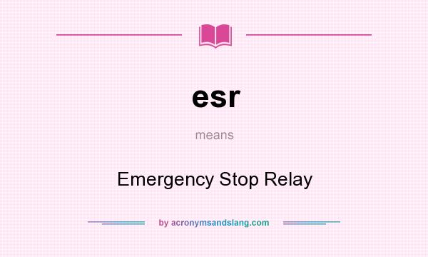 What does esr mean? It stands for Emergency Stop Relay