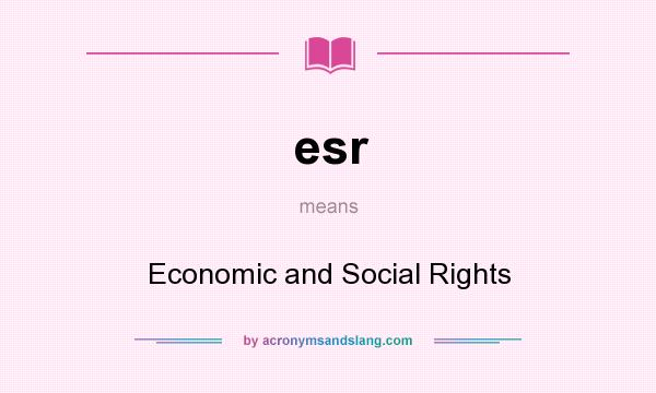 What does esr mean? It stands for Economic and Social Rights