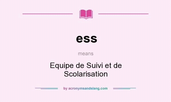 What does ess mean? It stands for Equipe de Suivi et de Scolarisation