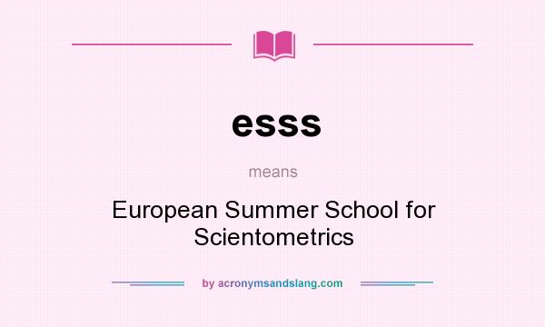 What does esss mean? It stands for European Summer School for Scientometrics