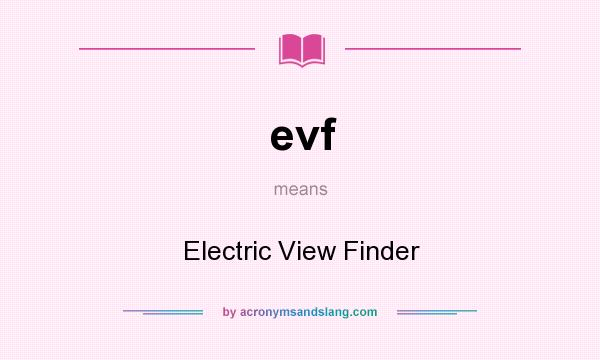 What does evf mean? It stands for Electric View Finder