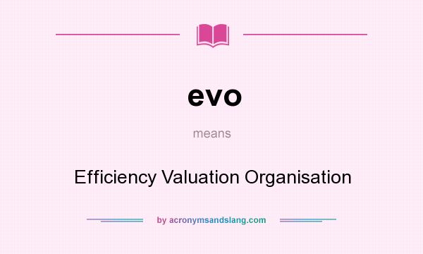 What does evo mean? It stands for Efficiency Valuation Organisation
