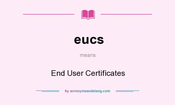What does eucs mean? It stands for End User Certificates