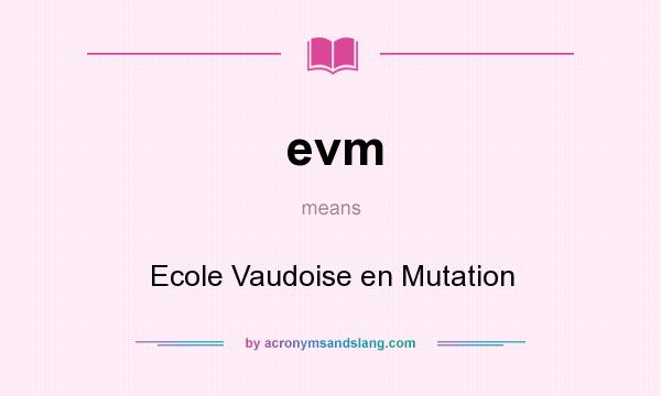 What does evm mean? It stands for Ecole Vaudoise en Mutation