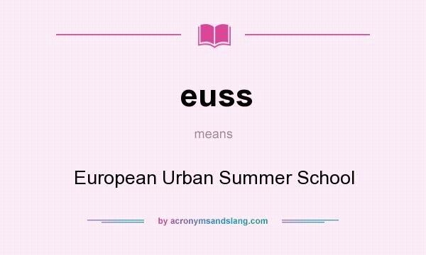 What does euss mean? It stands for European Urban Summer School