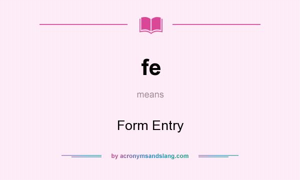 What does fe mean? It stands for Form Entry