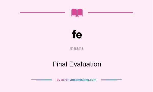 What does fe mean? It stands for Final Evaluation