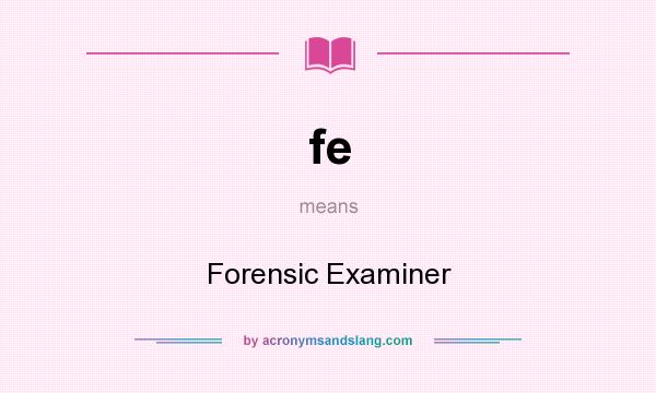 What does fe mean? It stands for Forensic Examiner