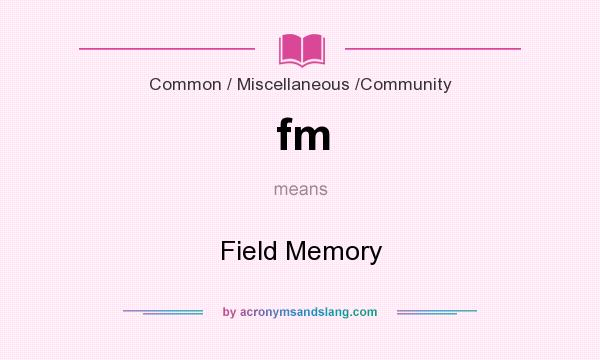 What does fm mean? It stands for Field Memory