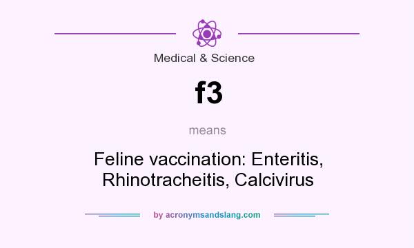 What does f3 mean? It stands for Feline vaccination: Enteritis, Rhinotracheitis, Calcivirus
