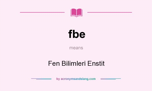 What does fbe mean? It stands for Fen Bilimleri Enstit
