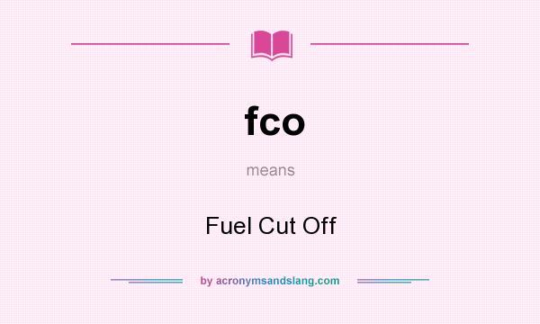 What does fco mean? It stands for Fuel Cut Off