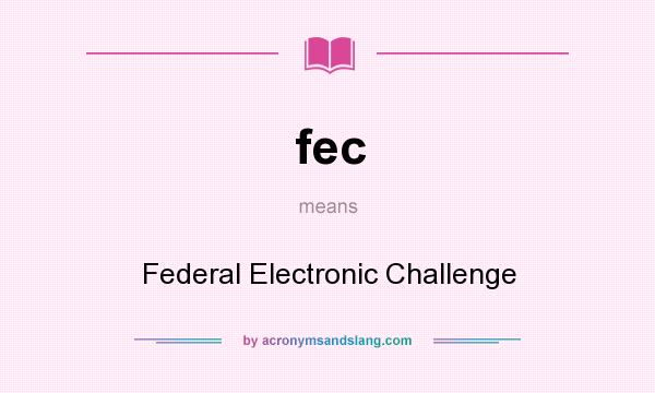 What does fec mean? It stands for Federal Electronic Challenge