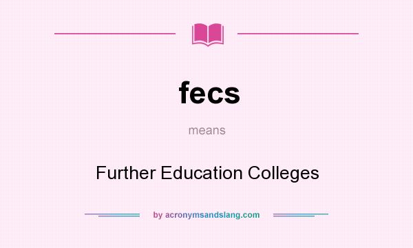 What does fecs mean? It stands for Further Education Colleges
