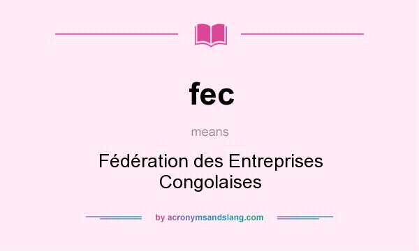 What does fec mean? It stands for Fédération des Entreprises Congolaises