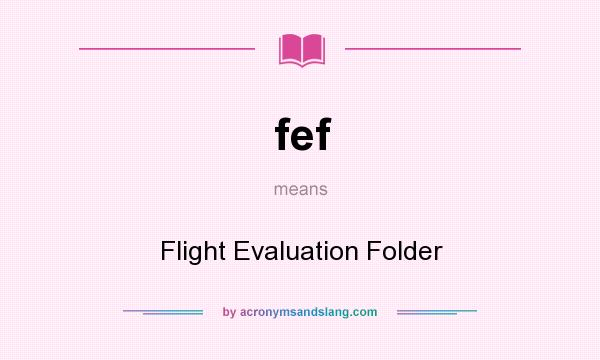 What does fef mean? It stands for Flight Evaluation Folder