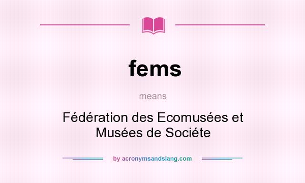 What does fems mean? It stands for Fédération des Ecomusées et Musées de Sociéte