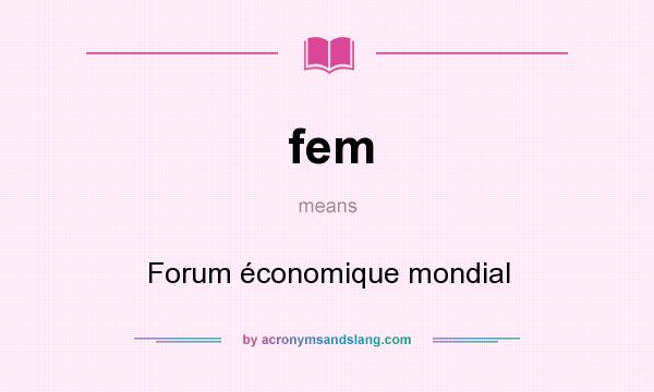 What does fem mean? It stands for Forum économique mondial